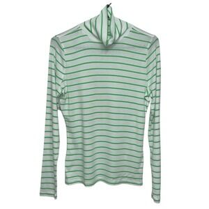 Vineyard Vines Striped Turtleneck Shirt Pima Womens Size Small Green White